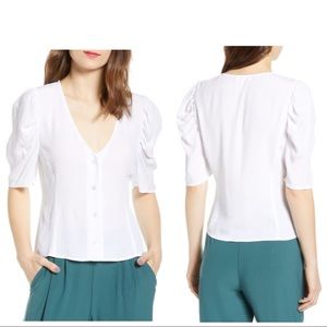 Leith Puff Sleeve Button Front Top